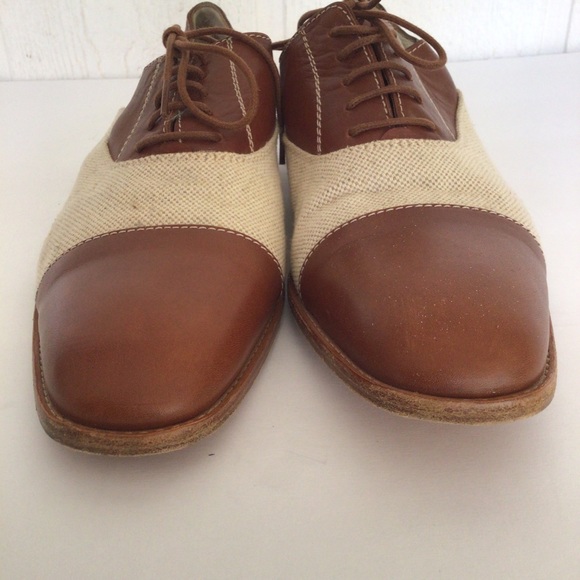FRATELLI ROSSETTI LINEN AND LEATHER OXFORD SHOES SIZE 37.5 - Picture 3 of 15